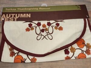 Thanksgiving Turkey Table Runner Fall Autumn Fest 13.75"x72"
